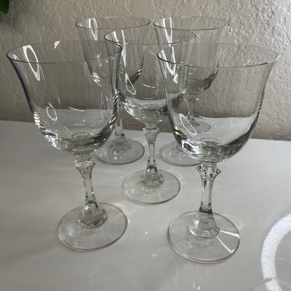 VTG Royal Bavarian Crystal Wine Glasses, Scratched Chipped Stained, Set of 5